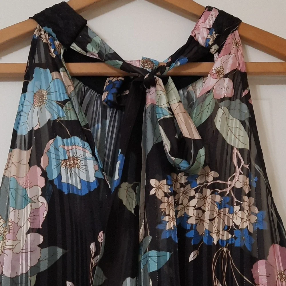 Adrianna Papell Floral Maxi Dress - Black and Blue - Picture 12 of 16